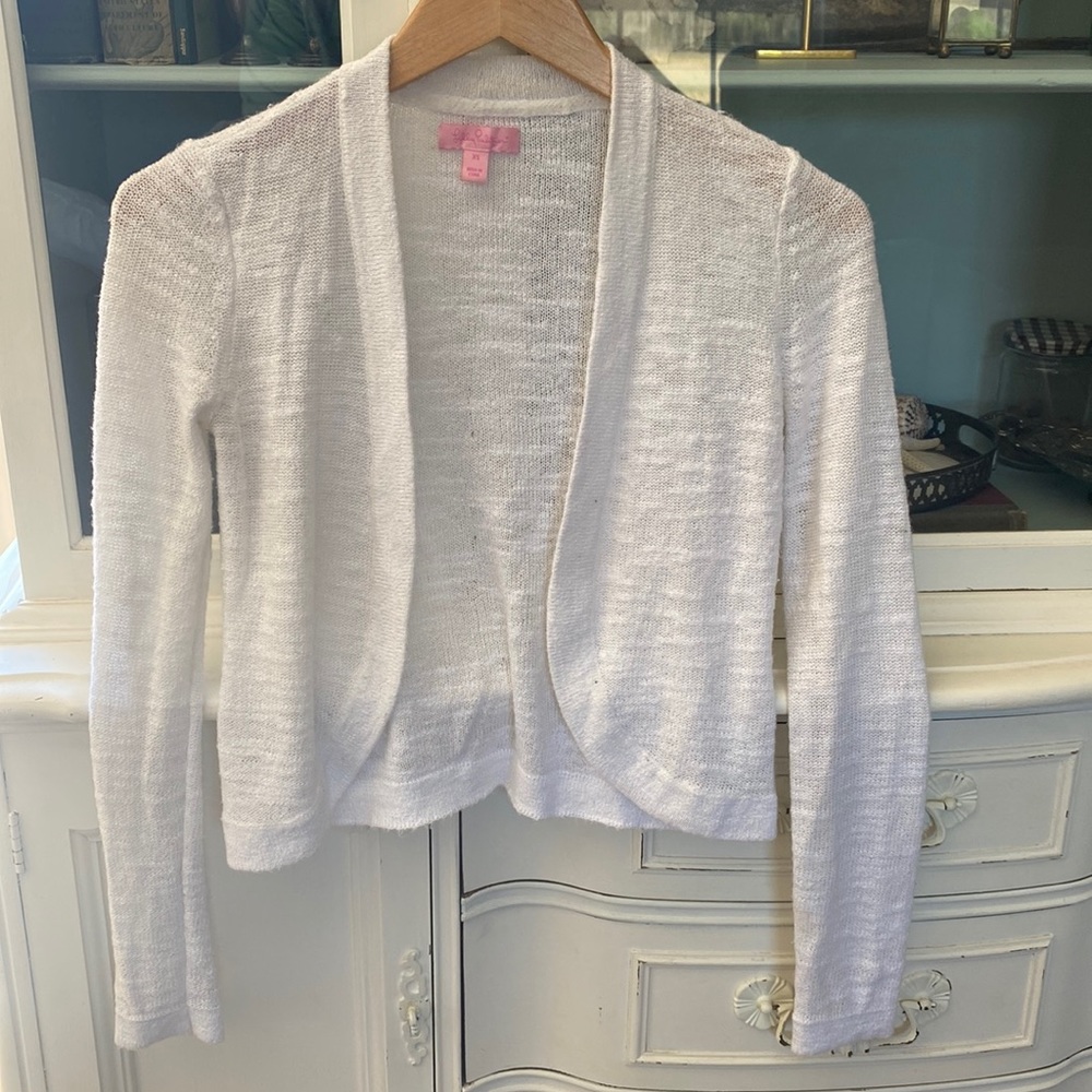 Lilly Pulitzer cropped white cardigan XS